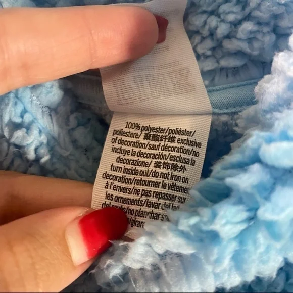 PINK Victoria's Secret blue Tie Dye Cloud Sherpa Sweater size L - Picture 10 of 10